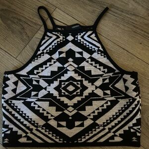 Forever 21 Black and White Aztec Crop Top